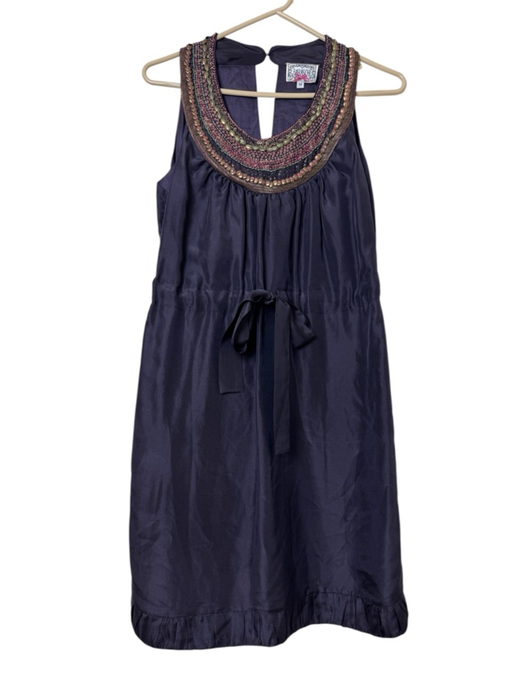 Baraschi Beaded Sleeveless Sheath Silk Dress Size M